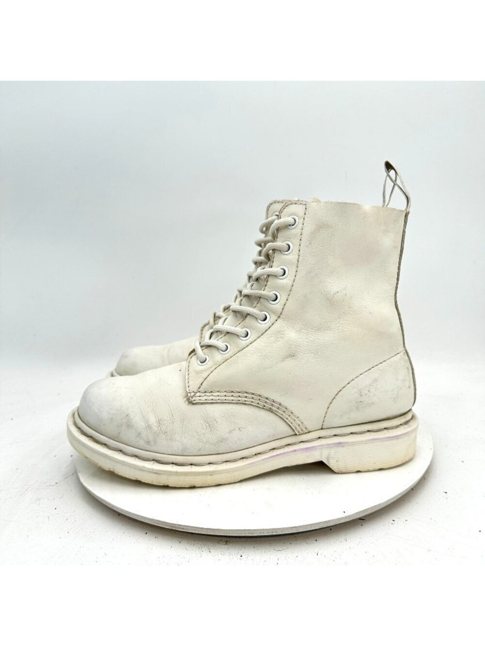 Dr. Martens 1460 Pascal Mono Women Size 10 White Leather 8 Eye Combat Boot